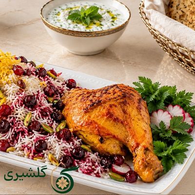آلبالو پلو مرغ گلشیری