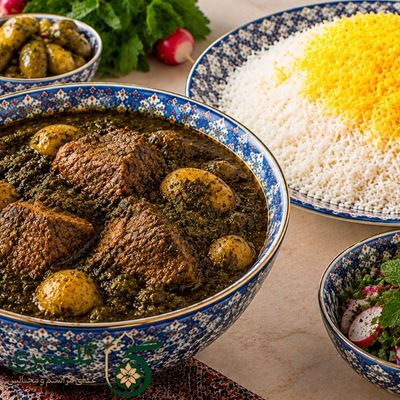 چلو خورشت آلو اسفناج گلشیری