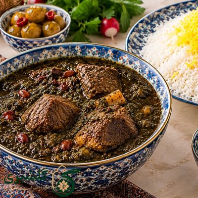 چلو خورشت قورمه سبزی گلشیری