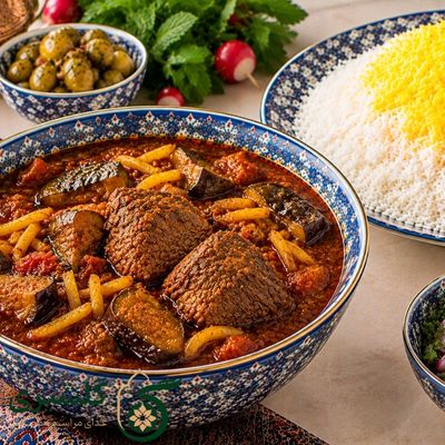 چلو خورشت قیمه بادمجان گلشیری