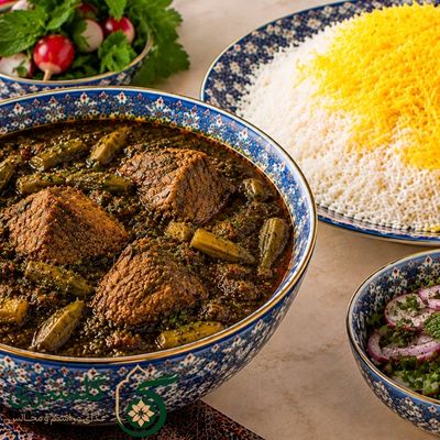 چلو خورشت نعنا جعفری بامیه گلشیری