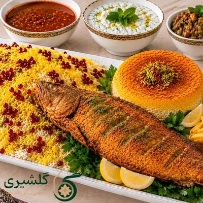 چلو زرشک با ماهی شوریده سرخ شده گلشیری